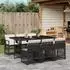 LuxusKollektion Garten-Essgruppe 7-teilig, Poly-Rattan, Glasplatte, schwarz (mit Kissen)