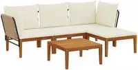 vidaXL 5 stk. Massives Akazienholz & Seil Natur