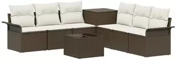 vidaXL Sofa-Set 8-teilig, braun und cremewei&szlig; (3448002)