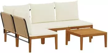 vidaXL Sitzgruppe 5-tlg. Akazienholz & Naturseil (3407787)