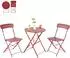 LuxusKollektion Bistro-Set 3-teilig, klappbar, wetterfest, Stahlrahmen, blau/rot
