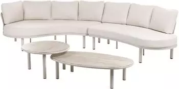Beliani Oriolo modulares Gartensofa-Set 6-Sitzer mit Tischen, hellbeige