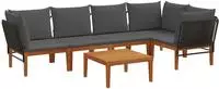 vidaXL 6 stk. Massives Akazienholz & Seil Natur