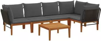 vidaXL Stuhlset 6-tlg. Akazienholz & Seil, natur (3407742)