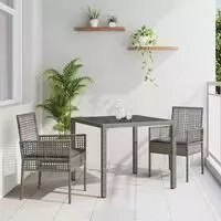 vidaXL Garten Essgruppe 3 stk. Grau Poly-Rattan