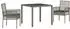 vidaXL Garten-Essgruppe 3-tlg. mit Kissen, grau, Poly-Rattan (3334871)