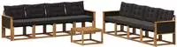 vidaXL Outdoor-Sofagarnitur 9 stk. Natur und Schwarz