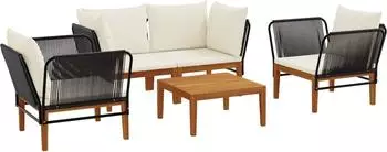 vidaXL 5-tlg. Set aus Akazienholz und Naturseil (3407718)