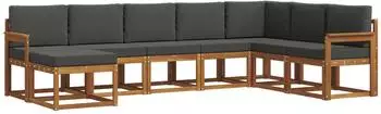 vidaXL Outdoor-Sofagarnitur mit Kissen, 8-tlg., natur/anthrazit (3366805)