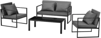 casa.pro Lerum Gartenlounge-Set Eisen, schwarz/dunkelgrau