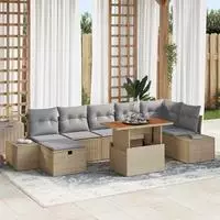 vidaXL Gartensofa-set 8 stk. Beige Poly-Rattan