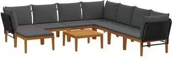 vidaXL 9-teiliges Set aus massivem Akazienholz und Naturseil (3407754)