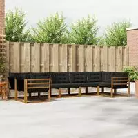 vidaXL Outdoor-Sofagarnitur 7 stk. Natur und Schwarz
