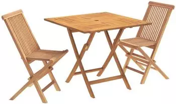 vidaXL Klappbares Garten-Bistro-Set 3-teilig, Teak massiv, natur