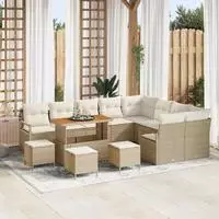 vidaXL Gartensofa-set 13 stk. Beige Poly-Rattan