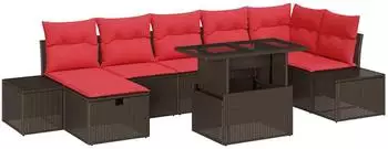 vidaXL Gartenlounge-Set 8-tlg. braun Poly-Rattan (3361223)