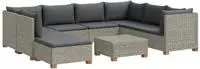 vidaXL 9 Stk. Rattan Lounge Set mit Kissen GENDT Naturrattan Kubu Grau
