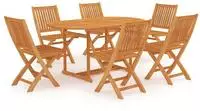 vidaXL 7-tlg. Garten-Essgruppe Massivholz Teak