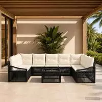 vidaXL Gartensofa-set 10 stk. Schwarz Poly-Rattan