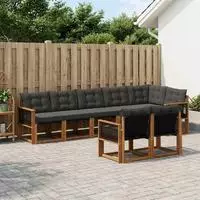vidaXL Outdoor-Sofagarnitur 8 stk. Natur und Schwarz