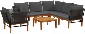 vidaXL Gartenset 7-tlg. Akazienholz & Naturseil (3407741)