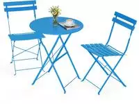 Avestar 3-teiliges Bistro-Set, E-beschichtet, klappbar, blau | Au&szlig;enbereich,