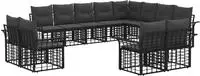 vidaXL Outdoor-Sofagarnitur 12 stk. Schwarz und Dunkelgrau Polyester
