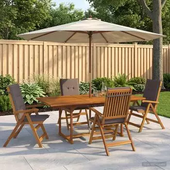 vidaXL 5-teiliges Garten-Essset aus Akazien-Massivholz, natur (3434519)