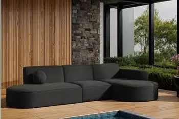 Fun M&ouml;bel SUNDAY Garten-Ecksofa wetterfester Stoff ART-N, anthrazit, Ottomane rechts