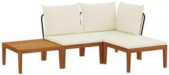 vidaXL Stuhl 4er-Set aus massivem Akazienholz & Seil, natur (3407763)