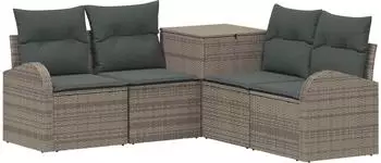 vidaXL Garten-Sofa-Set 5-tlg. grau/dunkelgrau Polyrattan und Stahl (3447780)