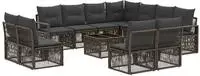 vidaXL Gartensofa-set 12 stk. Grau Poly-Rattan
