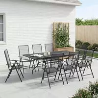vidaXL Garten Essgruppe 9 stk. Anthrazit Mesh und Stahl