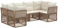 vidaXL Gartensofa-set 6 stk. 6-Sitzanzahl Beige Poly-Rattan