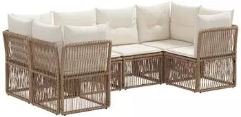 vidaXL Garten-Lounge-Set 6-Sitzer, beige, Poly-Rattan (3434334)