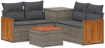 vidaXL Garten-Sofa-Set 6-tlg. grau/dunkelgrau Polyrattan und Stahl (3447718)