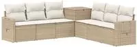 vidaXL Sofa Set 7 stk. Beige und Cremewei&szlig; 234 x 234 x 85 cm