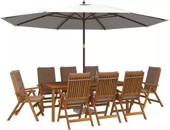 vidaXL 9-teilige Garten-Essgruppe, Akazienholz, natur (3434587)