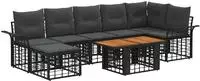 vidaXL Gartensofa-set 8 stk. Schwarz und Dunkelgrau Poly-Rattan