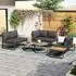 OKWISH Gartenlounge-Set 4-5 Personen, Metall, grau, 2 Couchtische, verstellbare Füße