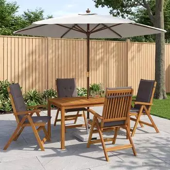 vidaXL Garten-Essgruppe mit Sonnenschirm, 6-tlg., 4-Sitzer, anthrazit