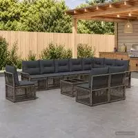 vidaXL Gartensofa-set 11 stk. Grau Poly-Rattan