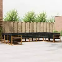 vidaXL Outdoor-Sofagarnitur 10 stk. Natur und Schwarz