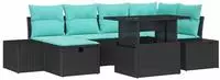 vidaXL Gartensofa-set 7 stk. Schwarz Poly-Rattan