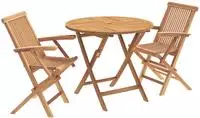 vidaXL 3-tlg. klappbares Bistroset aus massivem Teakholz