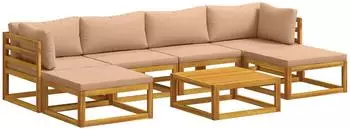 vidaXL Gartenlounge-Set 7-tlg. Akazienholz natur