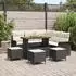 vidaXL Gartensofa-Set 9-tlg., höhenverstellbar, schwarz, Poly-Rattan (3362140)