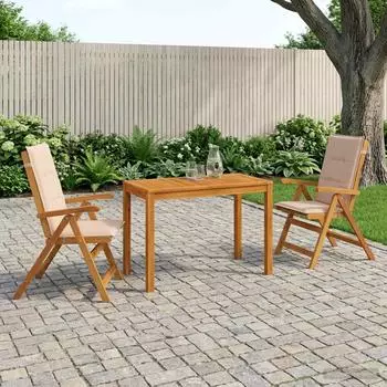 vidaXL Garden Dining Set Natur, Akazie Massivholz
