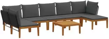 vidaXL Gartenlounge-Set aus Akazienholz & Seil, 8-tlg., natur