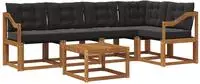 vidaXL Outdoor-Sofagarnitur 6 stk. Natur und Schwarz